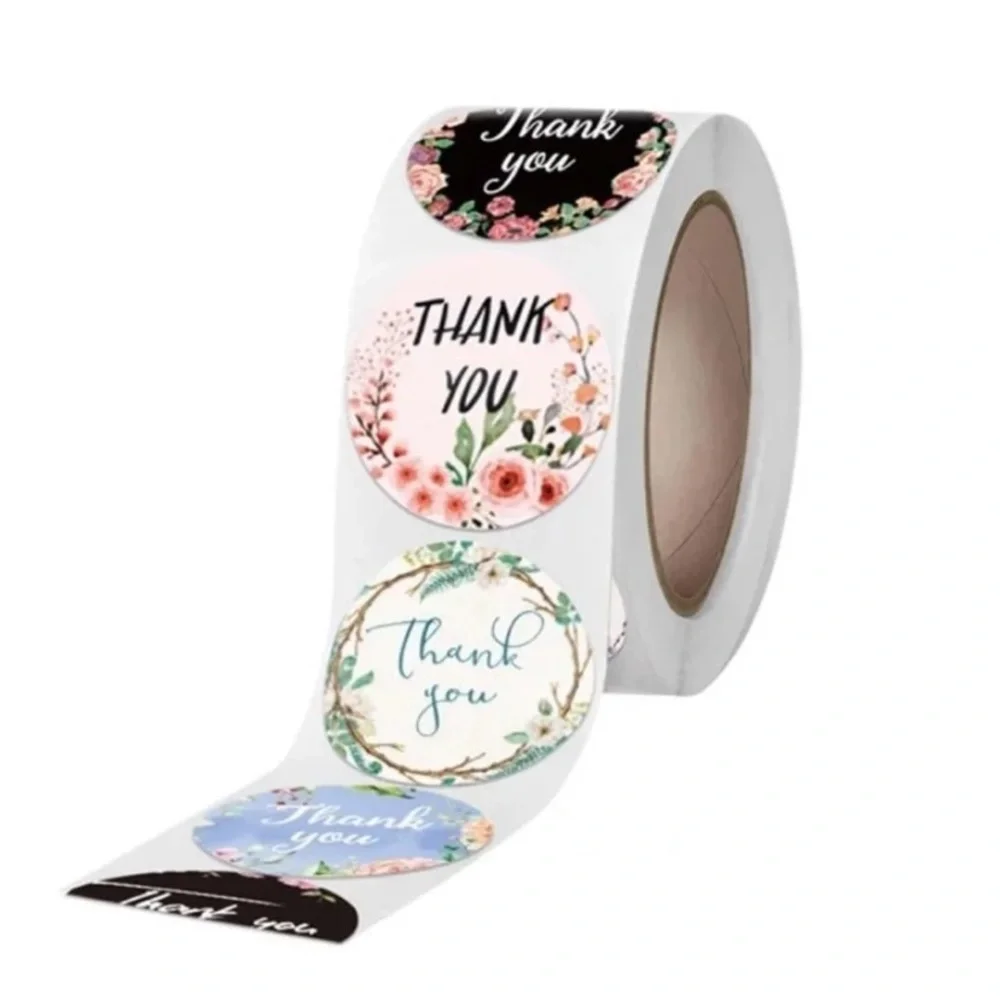 500!! 1-inch Thank You Stickers Packaging